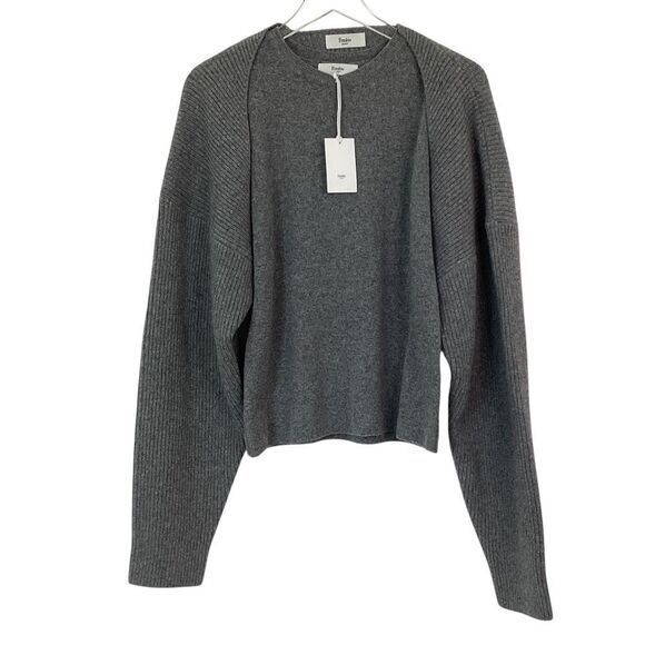 THE FRANKIE SHOP NWT Size L Knit Shrug Sweater Set Storm Gray Tank Shell & Cardi - Picture 4 of 9